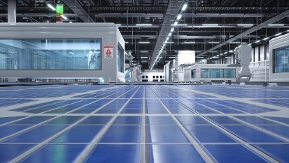 Factory with Solar Panel Production Line