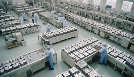 Wokers in Battery Manufacturing Line